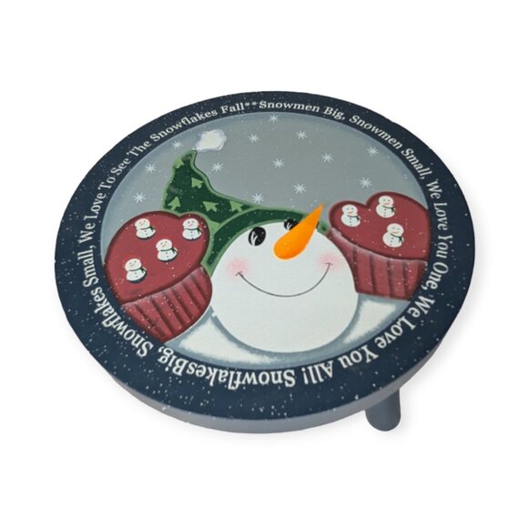 NWOT Wooden Painted Snowman 3 Legged Stool - Picture 1 of 13